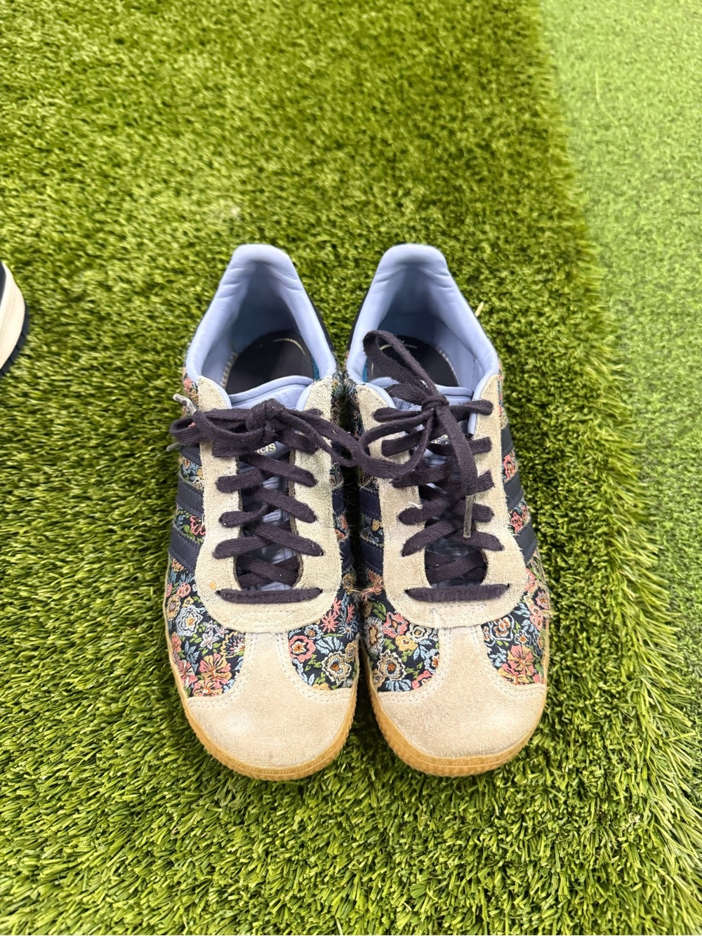 Adidas Women's Floral Suede Sneakers - Beige & Navy